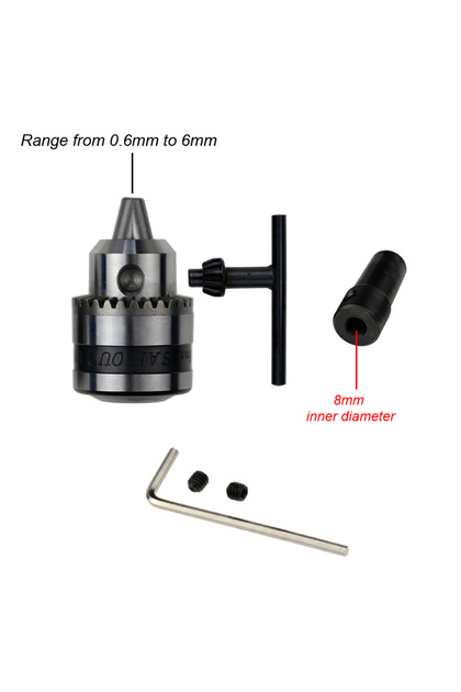 Chuck Shaft 8mm Mini Electric Drill Chuck Threaded Clamp 0.6mm-6mm B10 Mount Taper Connector Rod Mo