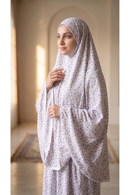 Women's Blue Floral Patterned 2-Piece Sleeveless Prayer Set Blue – Hijab Prayer Dress