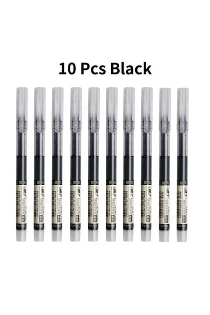 A0431-10pcs black 10Pcs/set Supplies Writing Pens Liquid Pen Ballpoint Kawaii Straight High Quality