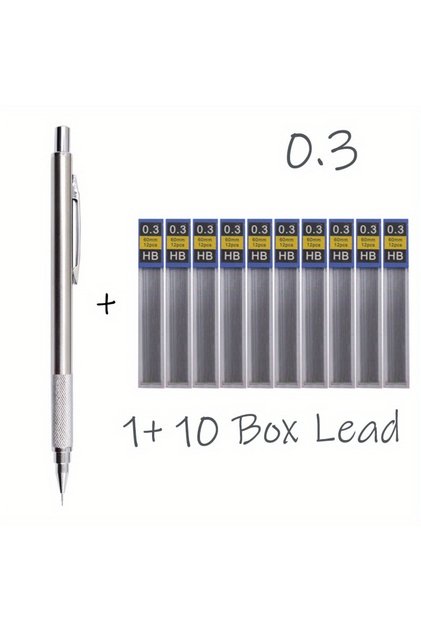 0.3 pencil set All Metal Mechanical Pencils 0.3, 0.5, 0.7, 0.9, 1.3 2.0Mm Lead Refills Art, Writing