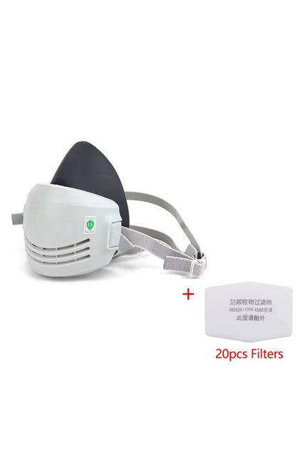 Mask and 20 Filters Filter Cotton Respirator Half Face Dust-proof Mask Anti Industrial Construction