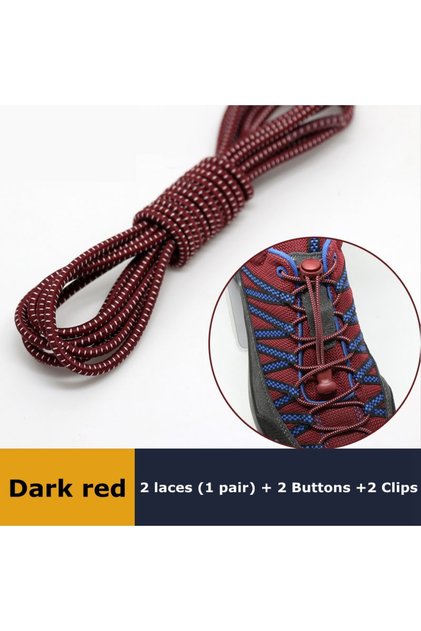 Dark red 1Pair Shoelaces for Sneaker Elastic No Tie Shoe Laces Stretching Lock Lazy Laces Quick Rubb