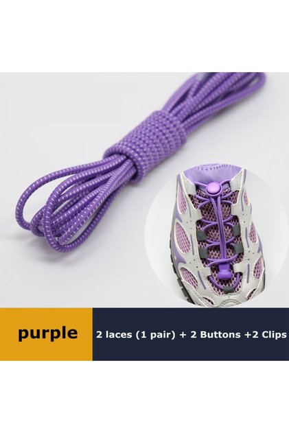 PURPLE 1Pair Shoelaces for Sneaker Elastic No Tie Shoe Laces Stretching Lock Lazy Laces Quick Rubber