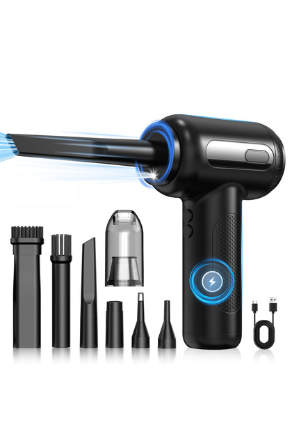 black Portable Air Blower & Vacuum Cleaner 2 in 1 Compressed Air Duster 6000mAh Cordless Duster Blo
