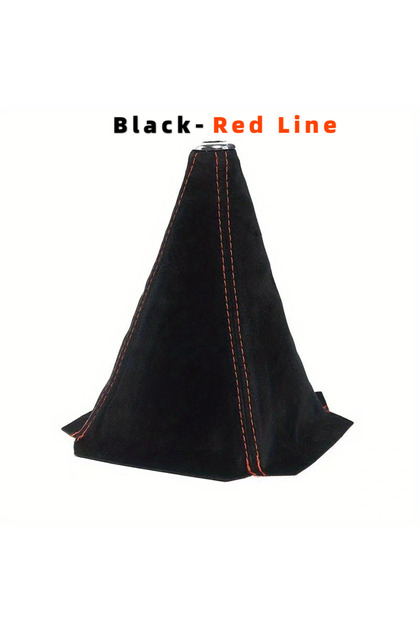 غطاء مقبض ناقل الحركة للسيارة من Black-RedLine، غطاء غبار عالمي لصندوق ناقل الحركة، مصنوع من جلد السويد المقاوم للماء