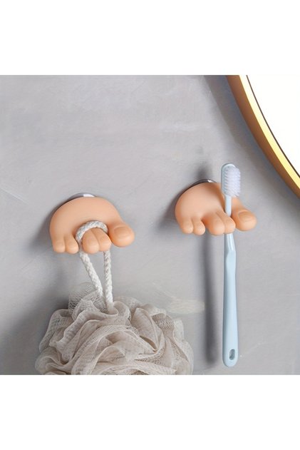 2pcs 2Pcs Multifunctional Suction Cup Toothbrush Holder Funny Bathroom Decoration Storage Rack Small