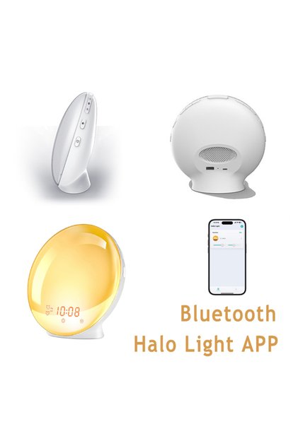 Bluetooth APP Wake Up Light Alarm Clock with Sunrise/Sunset Simulation Dual Alarms FM Radio Nightlig