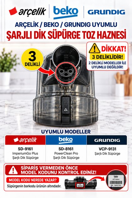 Sd-9161 Imperiumgo Plus Şarjlı Dik Süpürge Çöp Kovası Orjinal (3 DELİKLİ ) ARÇIKLAMADAKİ OKUYUN