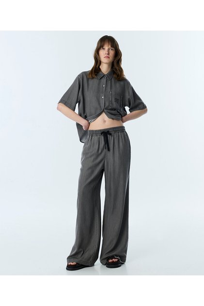 KONTRAST KORDONLU WIDE LEG PANTOLON
