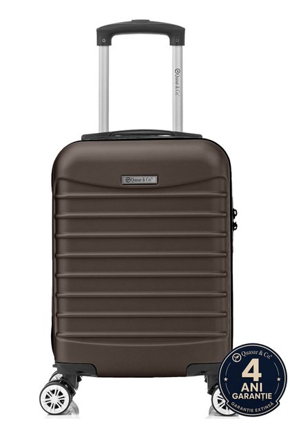Troler de cabina Line,40x30x20cm,Troller bagaj de mana, valiza cabina 4 roti,cifru,ABS, Dark Coffee