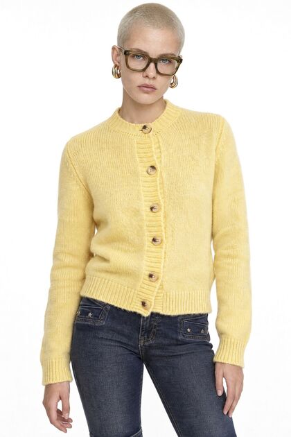 Mixray Ribbed Knit Buttoned Cardigan