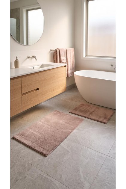 2-Piece Plush Bath Mat Set 60X100 + 50X60 cm – Non-Slip Latex Base, Soft Surface, Washable