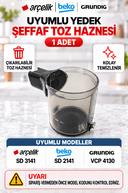 BEKO SD 2141 Uyumlu ŞARJLI DİK SÜPÜRGE TOZ HAZNESİ