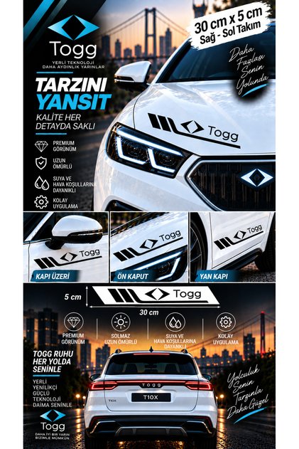 Togg Compatible Sport Body Stripe Sticker Right Left Side Door Fender Sticker 2 Pieces