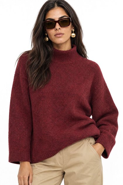Mixray Oversize Ribbed Turtleneck Sweater