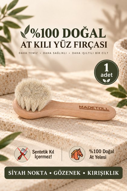 %100 Doğal At Kılı Yüz Fırçası