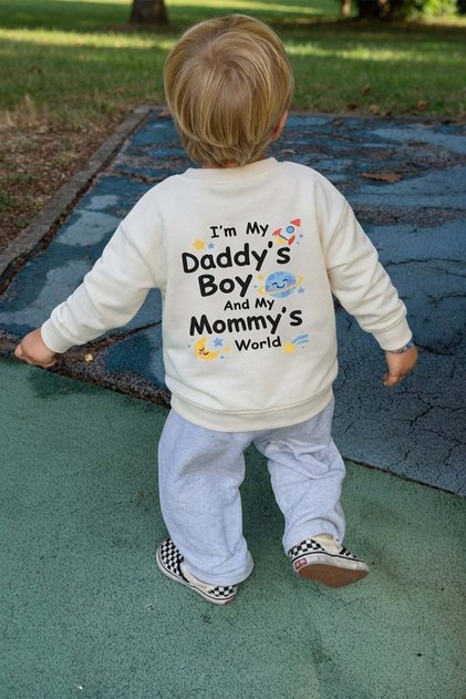 Boy's Cotton Crew Neck Dad's Son Printed Sweatshirt
