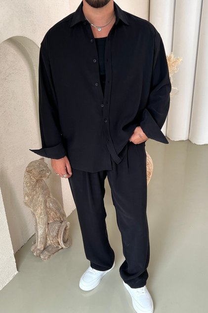 Modal Oversize Gramajlı Suit Black