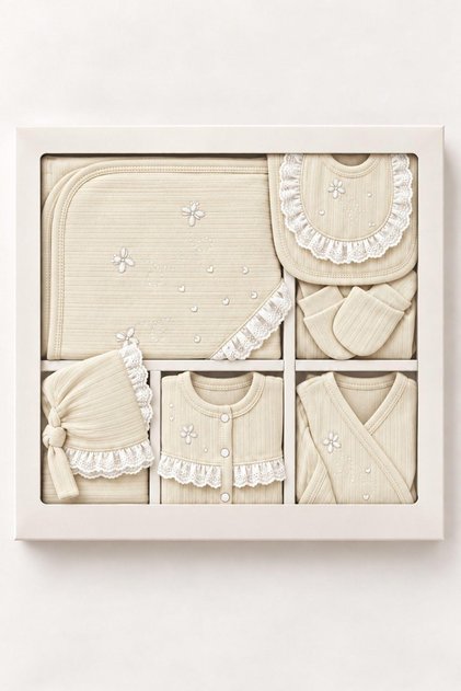 Gaye Baby Girl Yusufcuk Embroidered Newborn Hospital Release 10 Piece Bodysuit Set Boxed Yhç0104