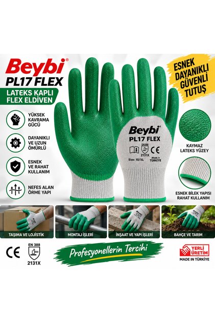 BEYBİ PL17 FLEX LATEKS KAPLI FLEX ELDİVEN YEŞİL