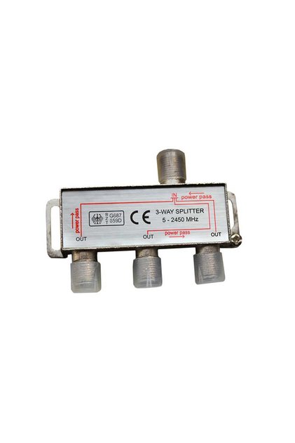 Splitter CATV 5-2450MHz cu trecere de putere Telix 3 iesiri