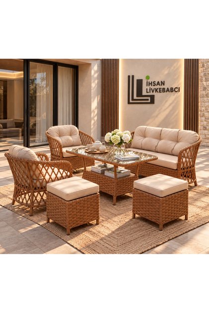 RATTAN BAHÇE VE BALKON TAKIMI ELORA MODEL 3+1+1