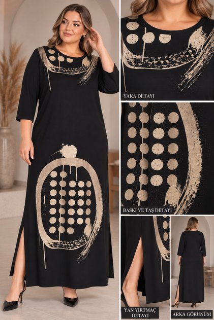 Stylish Design Plus Size Dress Printed