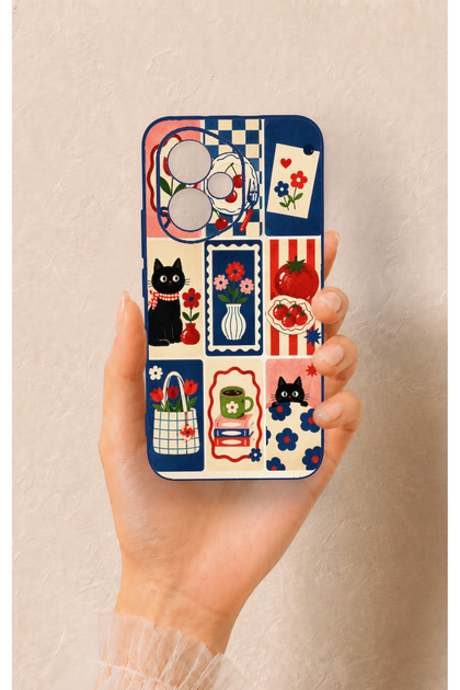 Honor 400 Compatible Cute Cat and Flower Pattern Silicone Case