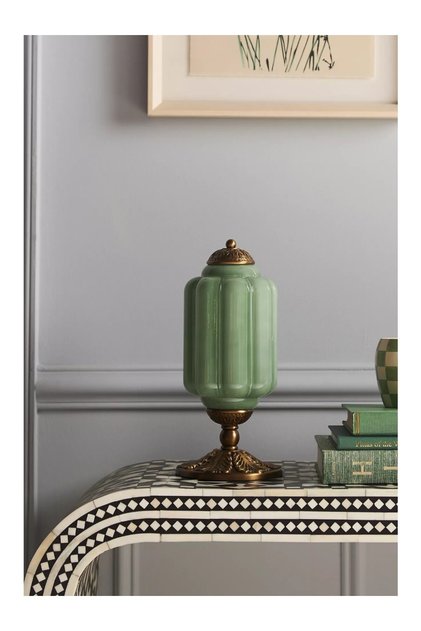 Eloise Milk Glass and Oiled Brass Decorative Table Lamp