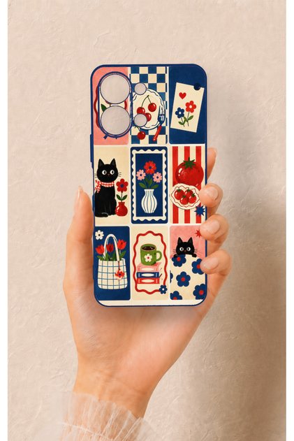 Vivo Y05 4g Compatible Cute Cat and Flower Pattern Silicone Case