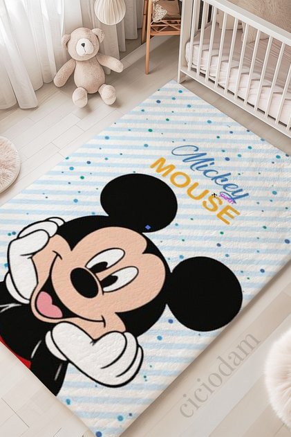 Mickey Mouse ve Mavi Puantiyeler Çocuk Halısı 4199