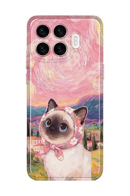 Xiaomi 17t Compatible Van Gogh Themed Cat Pattern Transparent Phone Case