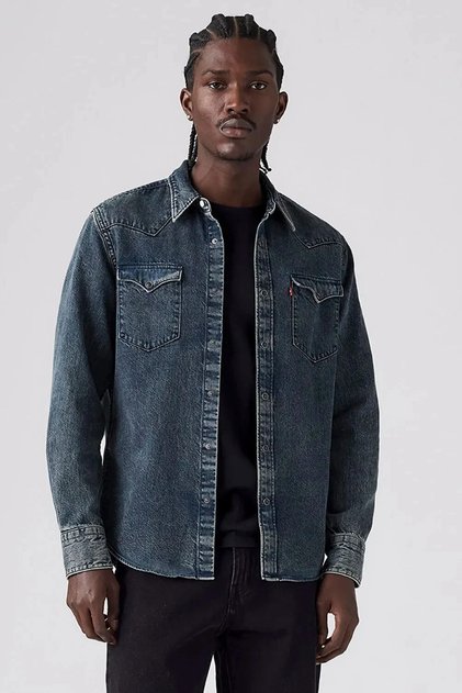 Barstow Western Standard Lacivert Erkek Denim Gömlek