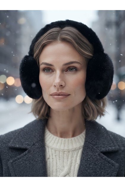 Women's Winter Soft Plush Furry Earmuffs Black