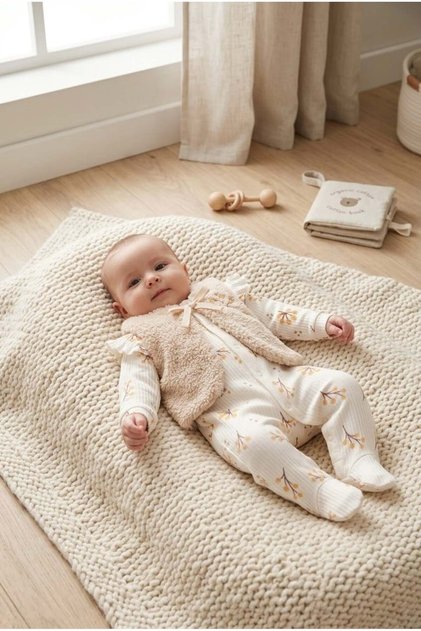 Baby Girl Plush Vest Jumpsuit 0-3/3-6 Months Jumpsuit Set Newborn Hospital Release Baby Outfits