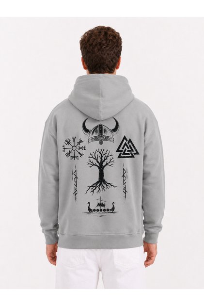 Viking Printed Oversized Sweatshirt Hoodie