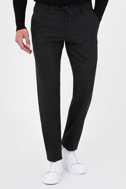 Striped Slim Fit Jogger Men's Trousers Black - 38387.26K