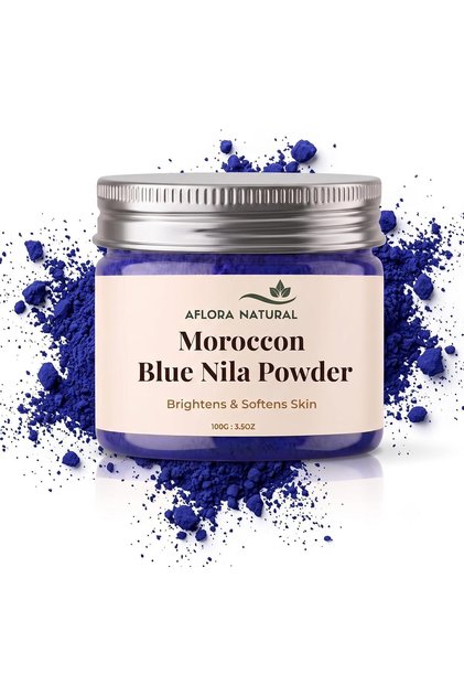 Moroccan Blue Nila Powder 100 Gram – Traditional Face & Body Mask – Pure Botanical Beauty Powder for a Radiant, Even-Looking Complexion and Visible Glow