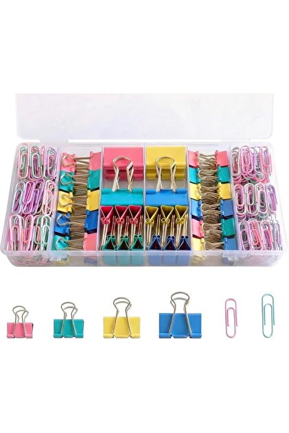 ALMEKAQUZ 276 Pcs Paper Clips and Binder Clips Assorted Sizes,Colored Binder Paper,Office Clips Offi