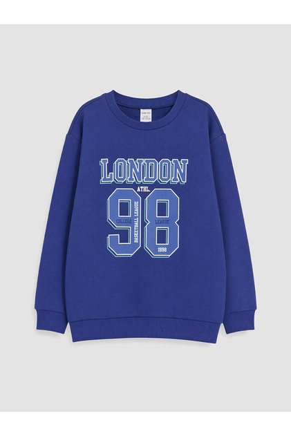 Two Mt Shop Quality Lcw Kids Navy Blue 3 Thread Printed Standard & Regular Boys' Sweatshirt