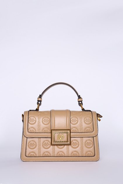 Mink Monogram Patterned Leather Hand and Shoulder Bag
