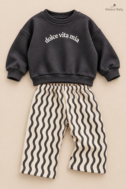 Baby Boy 2-Piece Set Patterned Pants Long Sleeve Sweatshirt Set Snuggles-Dolce Vita