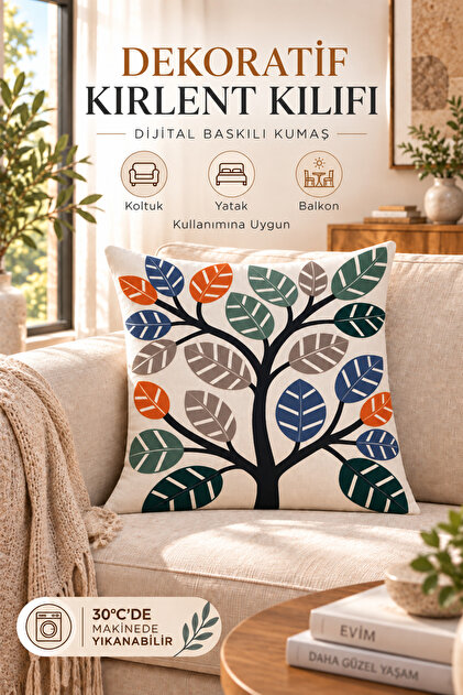 Digital Printed Punch Embroidery Patterned Decorative Throw Pillow Cover (1 Piece)