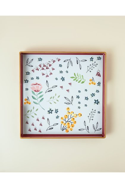 صينية نوستالجيك كانتري 35.5×35.5 سم بلون أحمر داكن
