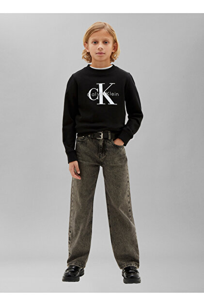 Siyah Erkek Baskılı Sweatshirt LV1CKTJB07BEH-CK Erkek Çocuk Sweat