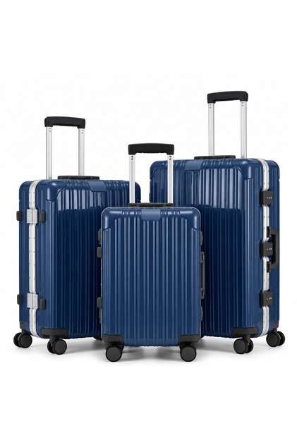 3PC Aluminum Frame Hardside Luggage 20/24/28 Inch with TSA Password Lock & Smooth Spinner Wheels, Lightweight Carry-On & Checked Suitcase Set for Family Trip