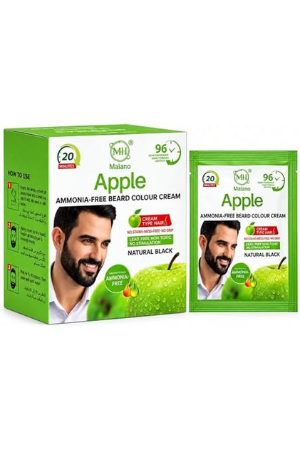 Apple Beard Colour Cream, Natural Black, Ammonia Free, 12 x 12 ml