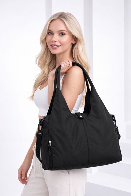 Vx-024 Large Size Multi-Purpose Cross-Useable Women's Shoulder Bag Black