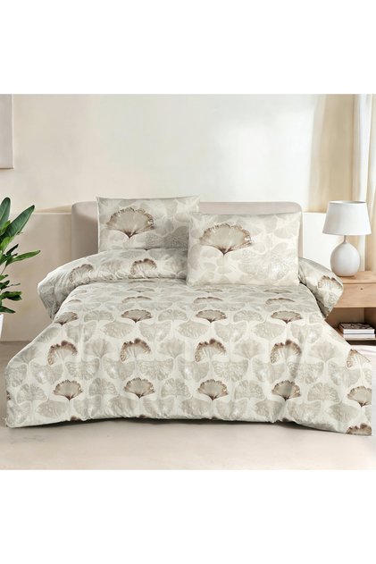 Lumire double size 100% cotton ranforce duvet cover set light beige 57 thread (4 pieces) 200x220 light beige