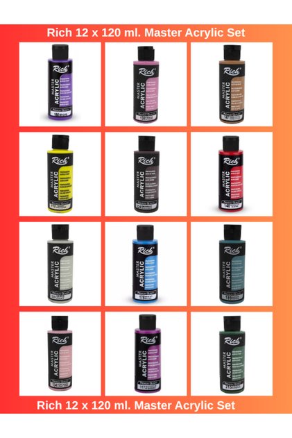12x120 ml. Master Acrylic Set Akrilik Boya Seti 12 Adet